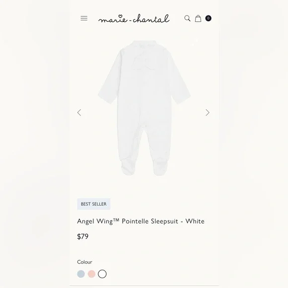 2 Marie-Chantal Angel Wing Sleepsuits sz 12mo - Picture 7 of 9